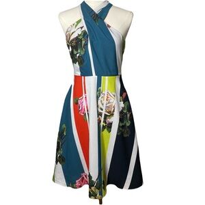Dao by Chloe Dao | Geo Print Multicolor Floral Halter MidiDress | Women’s Size 6